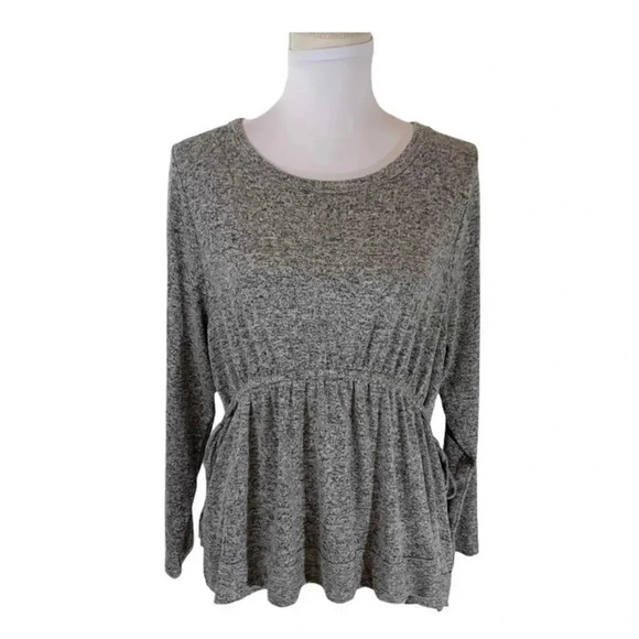 Caslon Grey Heather Peplum Crewneck Sweater size S - Picture 2 of 13